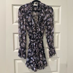 Zimmerman Black Lavender Stranded Ruffle Playsuit S